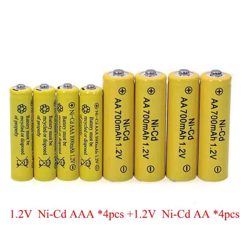 4 шт. NI CD AA 700mAh батареи 1 2 v Перезаряжаемые гидридных и никель кадмиевых типов