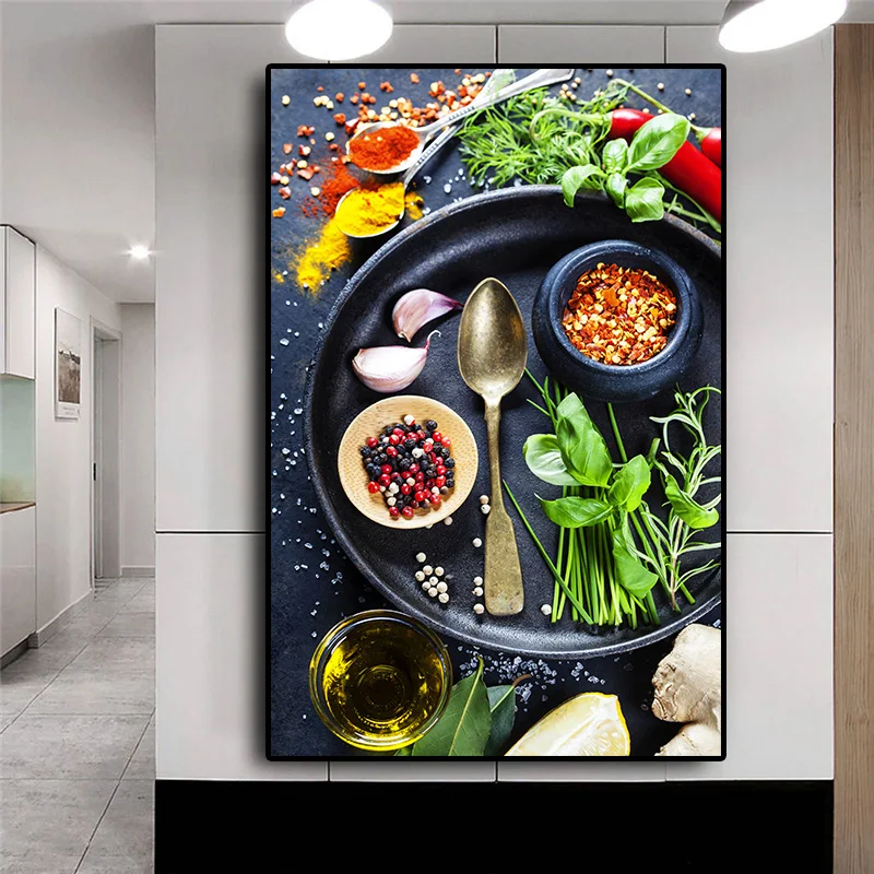 Растительные зерна ложка для специй кухня холст живопись Куадрос скандинавские плакаты и принты настенные художественные картины декор для гостиной