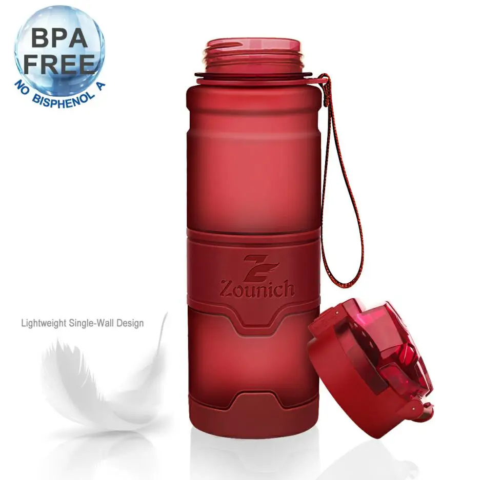 Dark red ZOUNICH, бутылка для воды, спортивный шейкер, бутылка для воды, для путешествий, герметичная, Тритан, пластиковая, для кемпинга, дома, тыква, бутылка для напитков, BPA бесплатно - Цвет: Dark red