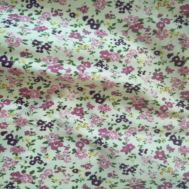 Свежая розовая и зеленая хлопковая ткань с цветочным принтом 50x160 см постельное