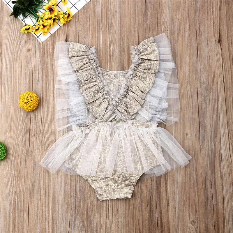 

Baby Kid Girl Sleeveless Romper Jumpsuit With Tutu Skirts Outfits Sunsuit