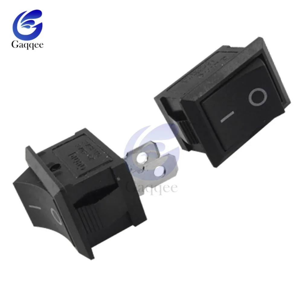 10 шт черный кнопочный мини-переключатель 6A-10A 250V KCD1-101 2Pin оснастки кнопка вкл/выключения кулисный переключатель 21*15 мм