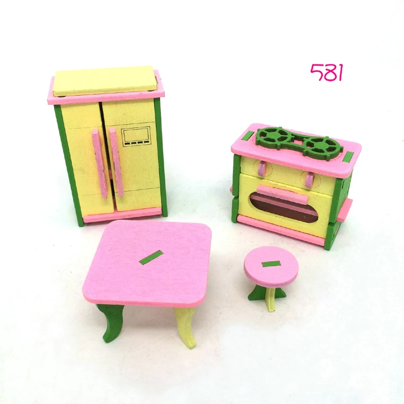 Мини-Мебель 6 компл./Лот деревянная миниатюрная 3d модель свинья семейные детские