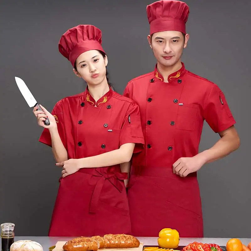 Короткий рукав шеф повара обслуживание ресторана отеля кухни Униформа летняя