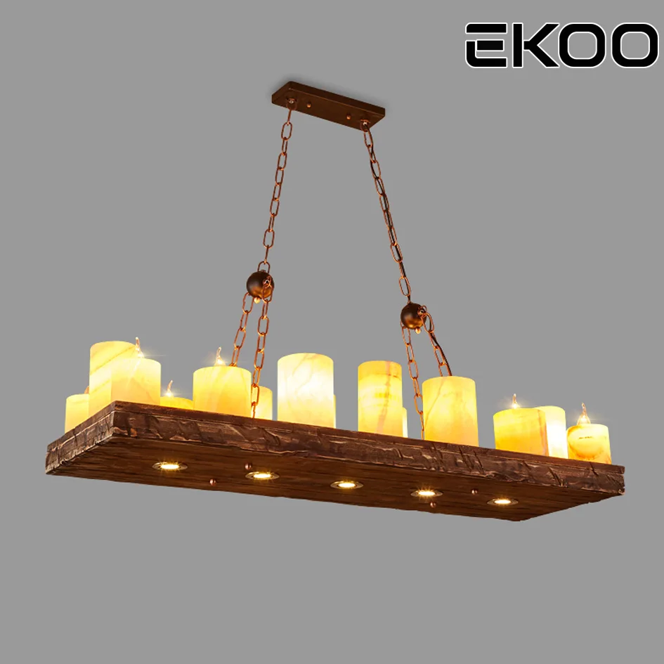 EKOO 220v16 винтажный промышленный Ретро деревянный E14 люстра железная лампа