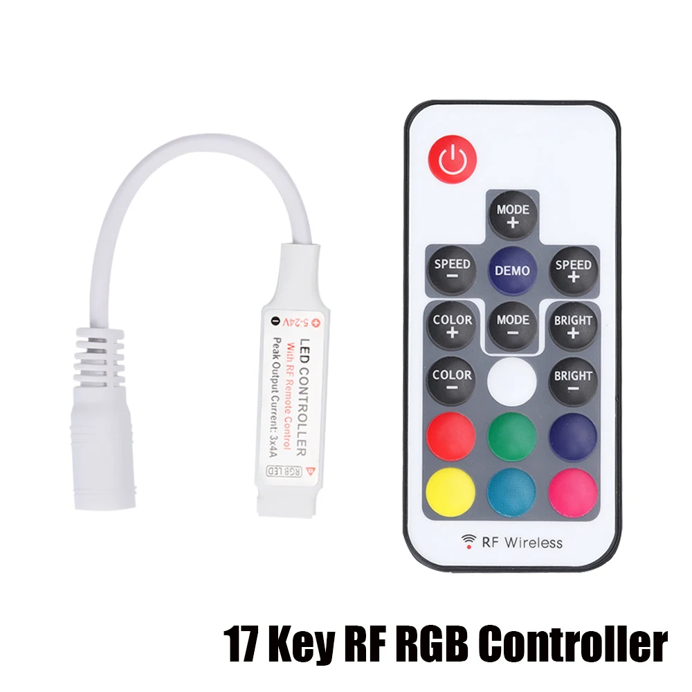 17Key RF RGB Control 1 шт 12V Мини-3/11/17 ключ ИК Удаленный беспроводной контроллер для 3528 5050 RGB Светодиодные ленты светильник контроллер Nline диммер - Цвет: 17Key RF RGB Control