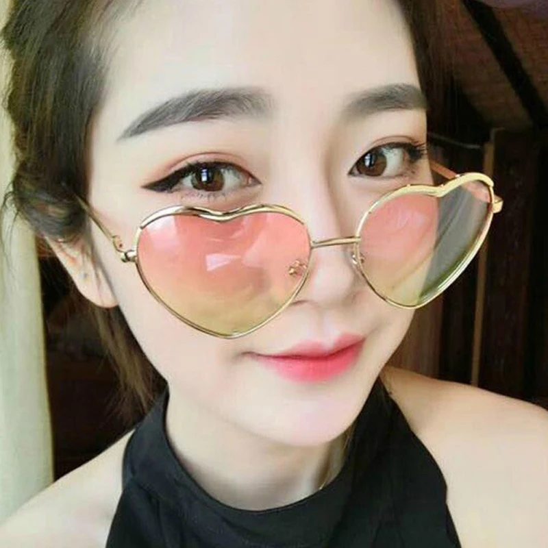 Градиентные линзы в форме сердца солнцезащитные очки для женщин металлические