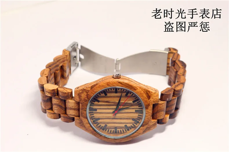 HOTIME Модные мужские кварцевые часы с зебровым деревом аналоговые японские 2035