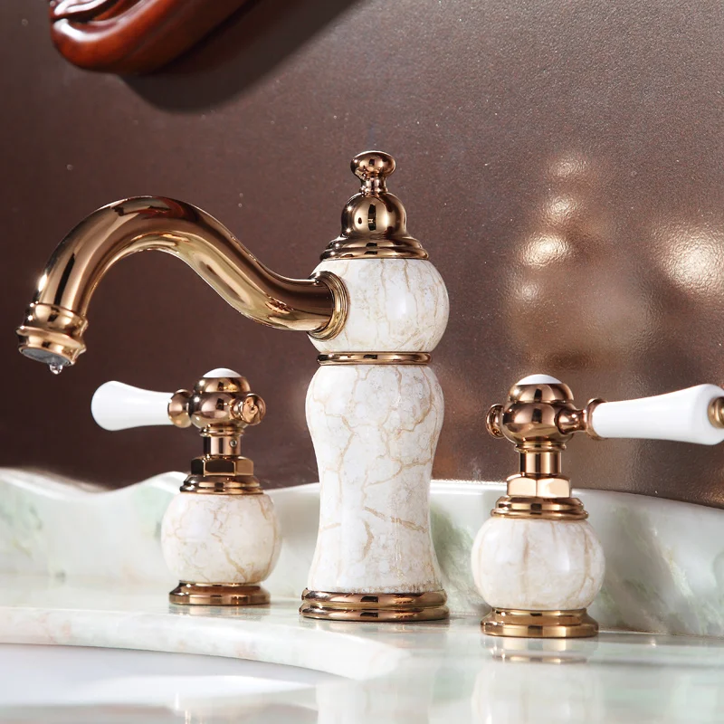 Античное розовое золото с нефритовым мрамором ванная комната смеситель для
