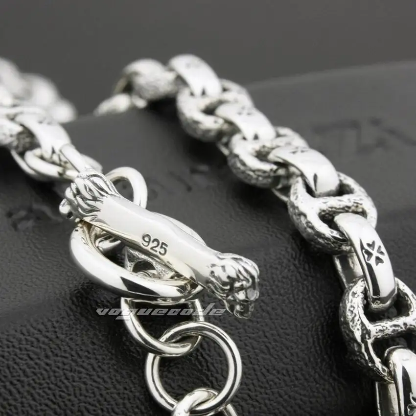 Огромное тяжелое мужское байкерское ожерелье из стерлингового серебра 925 пробы в