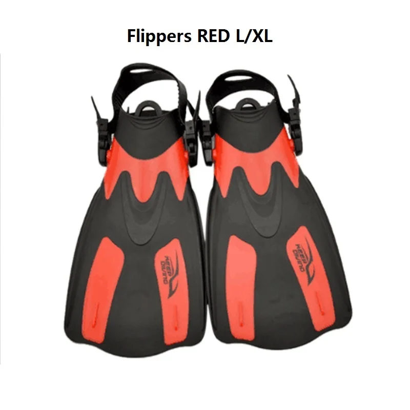 Flippers RED S-M Силиконовая маска для подводного плавания и подводного плавания+ дыхательная трубка+ ласты для плавания - Цвет: Flippers RED S-M