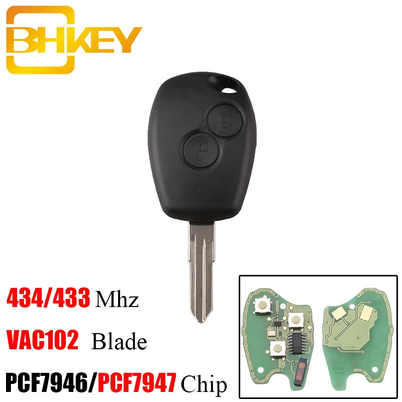 Ключ дистанционного управления BHKEY VAC102 для Renault Megane Modus Clio Kangoo Logan Sandero Duster PCF7946/PCF7947