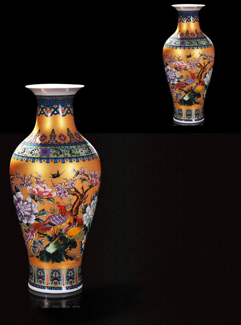 Роскошный античный фарфор Jingdezhen эмалированная Рыба хвост форма ваза классическое украшение большая китайская ваза древние дворцовые вазы