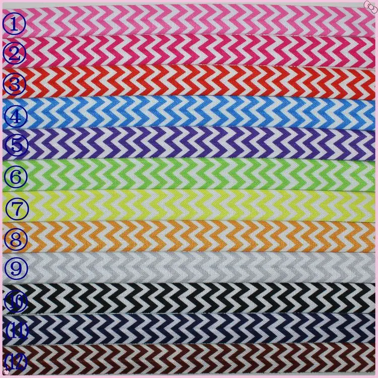 

5/8 inch Free shipping Fold Over Elastic chevron FOE 12 colors options printed ribbon headband decoration wholesale OEM P2278