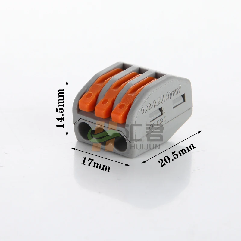 

10pcs/lot T057 PCT-213 (222-413) 3 Pin Wire Connector Universal Junction Conductor Terminal Push Reuseable Cable Connector