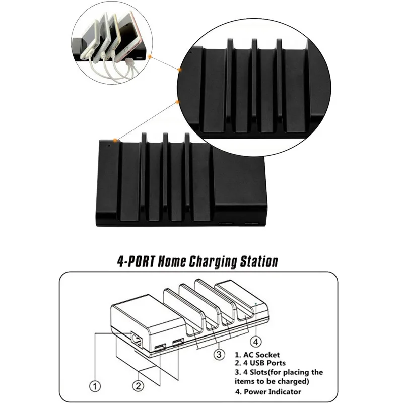 Зарядная док станция с 4 Usb портами для iPad 2 3 Air 2|Зарядки планшетов| |