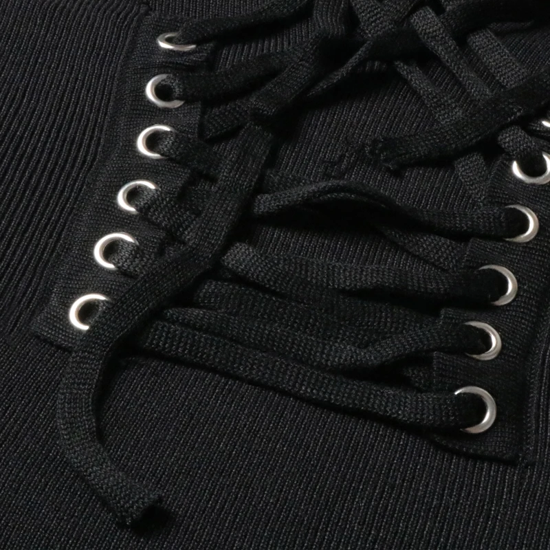 WHZHM Вязание хлопок с плеча платье женский черный Кружева Глубокий VNeck Сексуальная