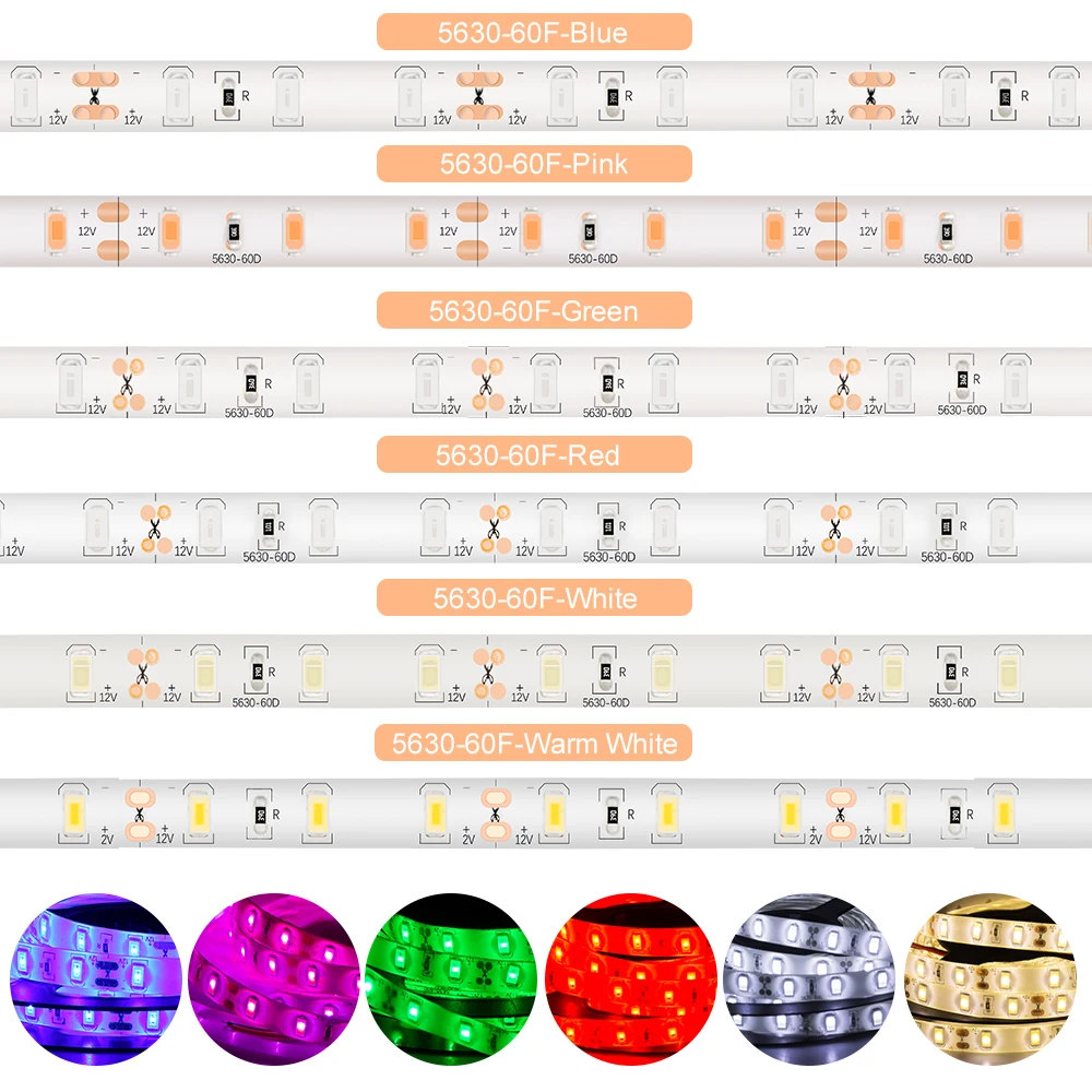 DC12V Светодиодные ленты светильник SMD5630 60 Светодиодный s/M IP65 Водонепроницаемый 5730 бар гибкий светильник ярче, чем 3528 5050 светодиодный лента