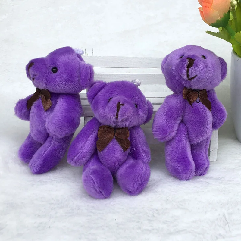 100PCS/LOT Mini Teddy Bear Stuffed Plush Toys 8CM Small PURPLE pelucia Pendant Kids Birthday Gift HMR044 | Игрушки и хобби