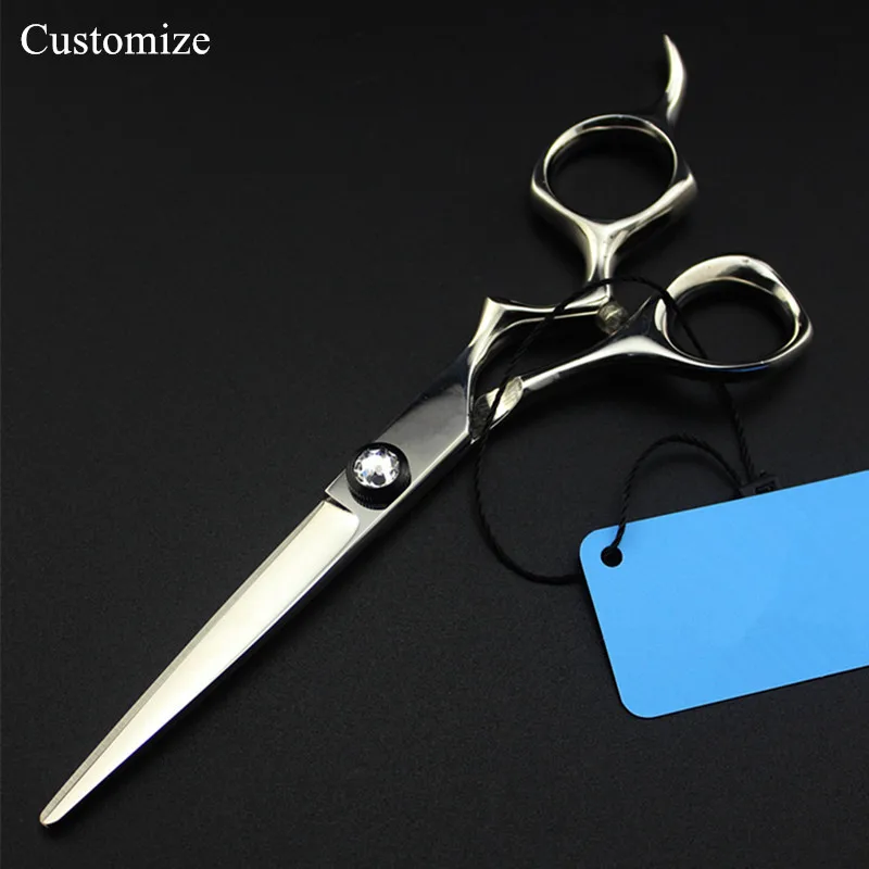 

Customize logo japan 440c 6'' gem cut hair salon scissors cutting barber makas scissor Thinning shears hairdressing scissors set