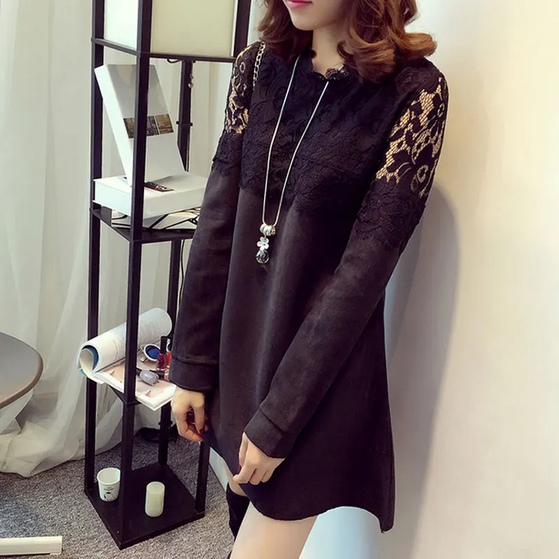 2017 Новые Платья Женщины Весна Осень Длинным Рукавом O-образным Вырезом Выше