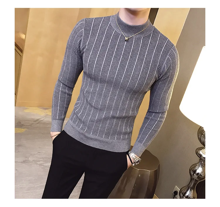 

fashion Keep warm Man Sweater pure color man half a turtleneck cultivate one's morality personality joker new young handsome