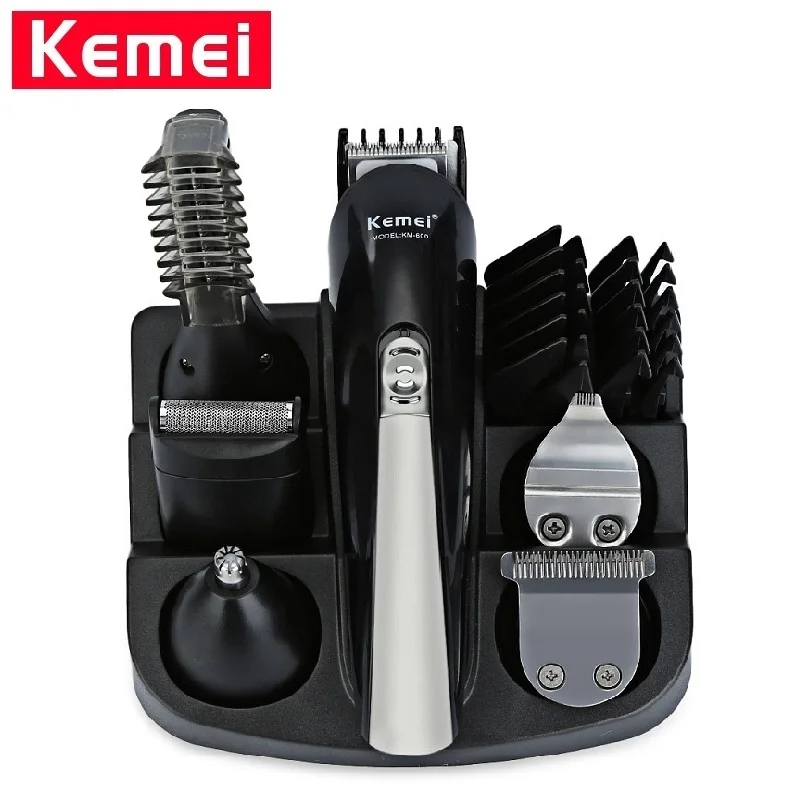 Kemei профессиональная машинка для стрижки волос Бритвенные наборы 6 в 1