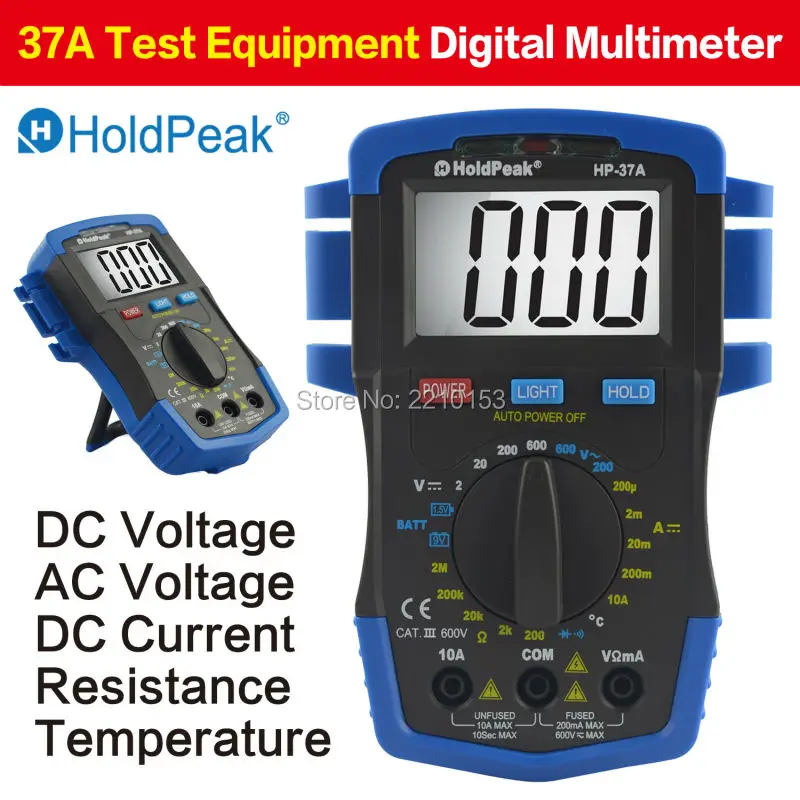 HoldPeak 37A испытательное оборудование цифровой мультиметр AC/DC измерение сопротивления температуры Автоматическое отключение питания