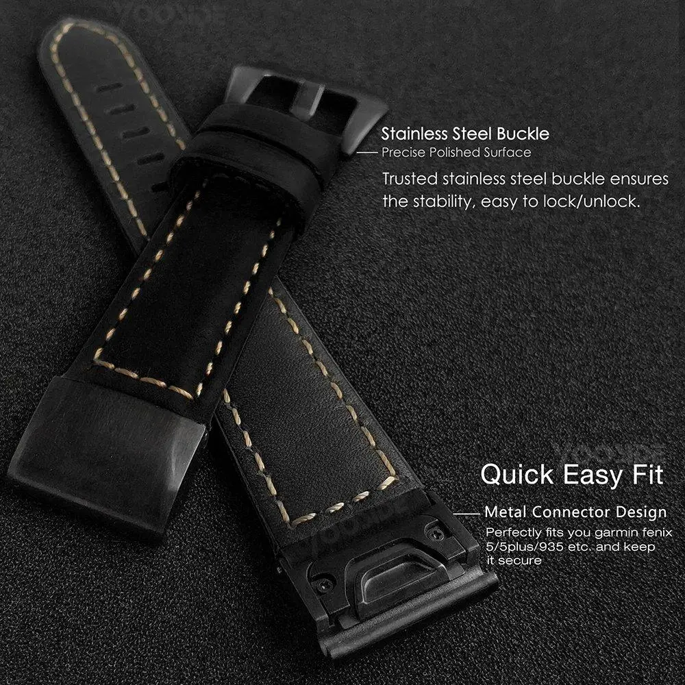 YOOSIDE Fenix 6 браслет 22 мм Quick Fit из натуральной кожи ремешок для часов Garmin Fenix 5/5 Plus/Forerunner 935/Instinct