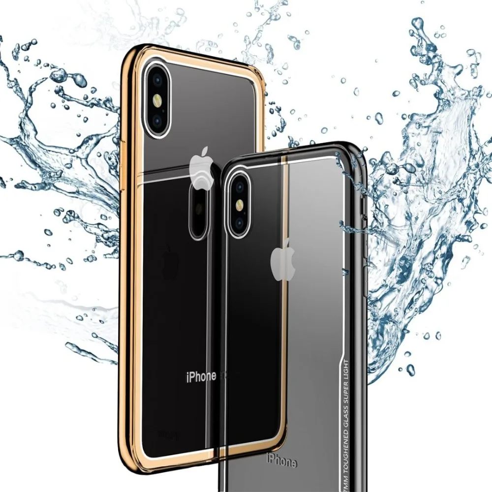 Чехол из закаленного стекла для iPhone X, XR, XS, Max, чехол, Роскошная золотая рамка, защита от царапин, противоударный чехол для iPhone 8, 7, 6, 6s Plus, 11 Pro