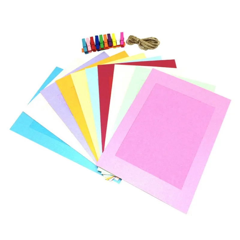 Home Decoration DIY Creative Hanging Paper Photo Frame 7 Inch Fluorescent Panorama Cartoon Floral Time Display Cardboard Clips