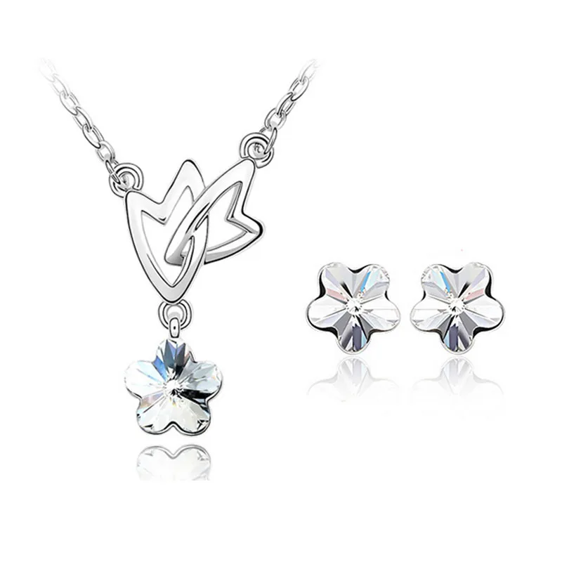 2017 Модные Ювелирные наборы Австрийские хрустальные серьги кулон ожерелье в