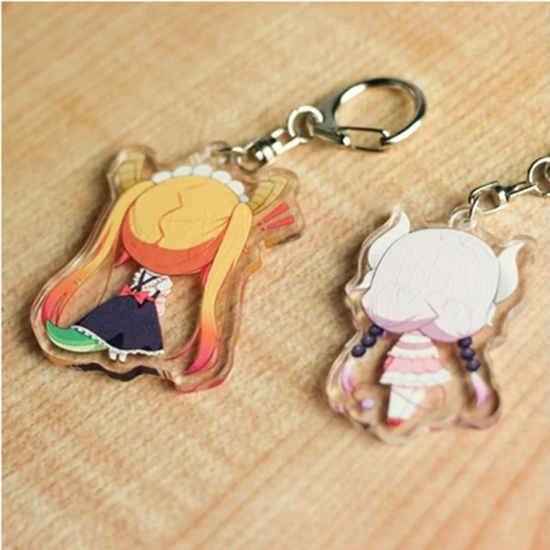 2018 Dragon Maid Kanna Tohru Key Chain Popular Lackingone Anime Transparent Acrylic Ring Keychains | Украшения и аксессуары