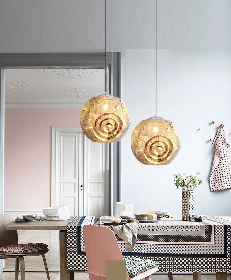 Простой современный подвесной светильник в форме шара из нержавеющей стали