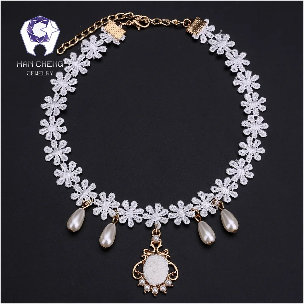 HanCheng Новая мода принцесса цветок лента жемчужное колье ожерелье женские