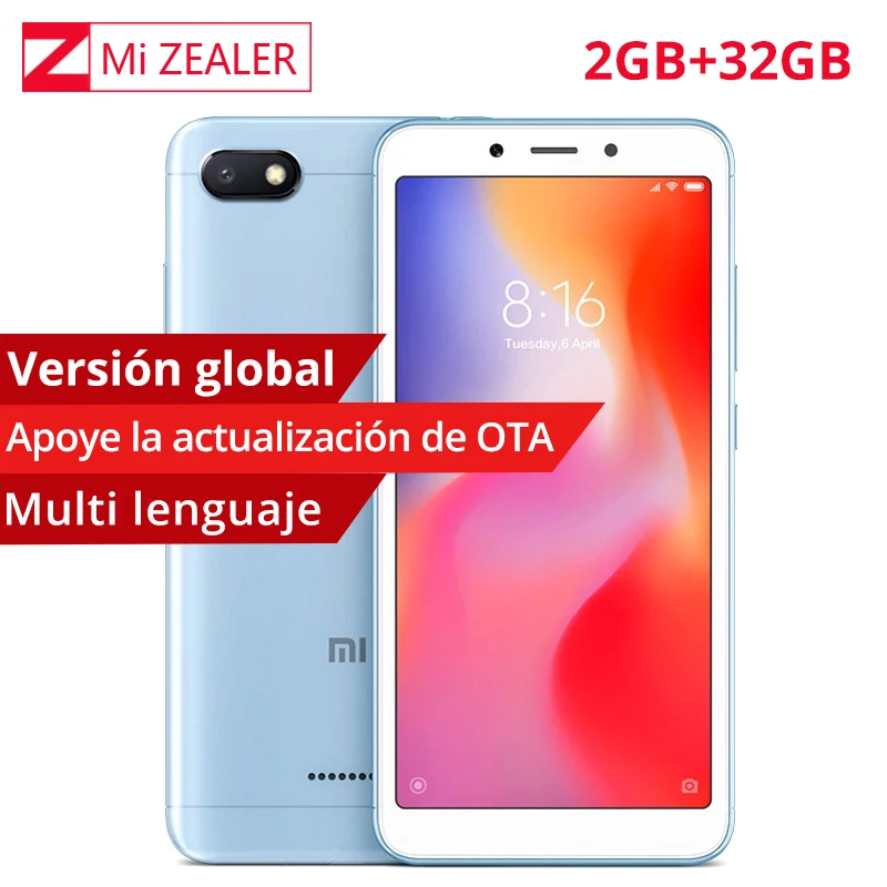 Глобальная версия Xiaomi Redmi 6A 2 GB 32 6 Helio A22 мобильного телефона 13.0MP сзади Камера 3000 mAh 5
