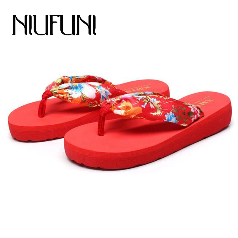 Шлепанцы женские с шелковым цветочным принтом повседневные пляжная обувь на