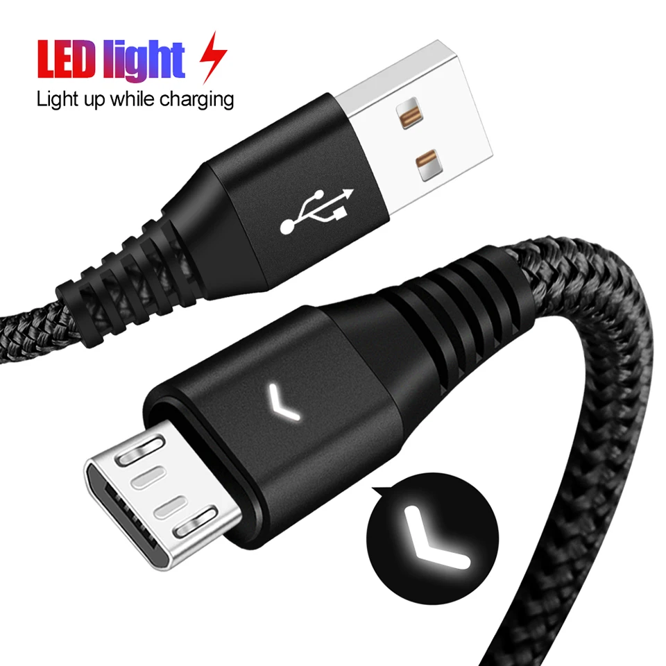 2 м микро Usb быстрая зарядка кабель Кабо 2.4A Usb Micro для Xiaomi Redmi 8 8A 7 7A Nokia Asus LG W30 30 см короткий Внешний Аккумулятор кабель