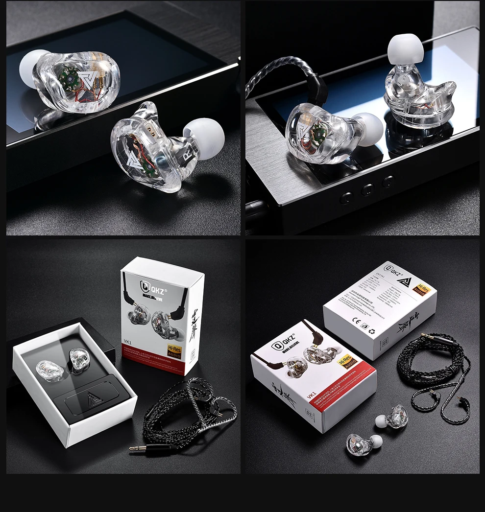 QKZ VK1 наушники с 4DD в ухо наушники HIFI DJ Monito для бега спортивные наушники гарнитура fone de ouvidoauriculares audifonos