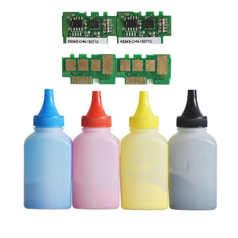4 цвета тонер порошок + чипы для заправки CLT-K504S Samsung CLP415 CLP470 CLP475 CLX4195 415 470 475 4195 1810 1860