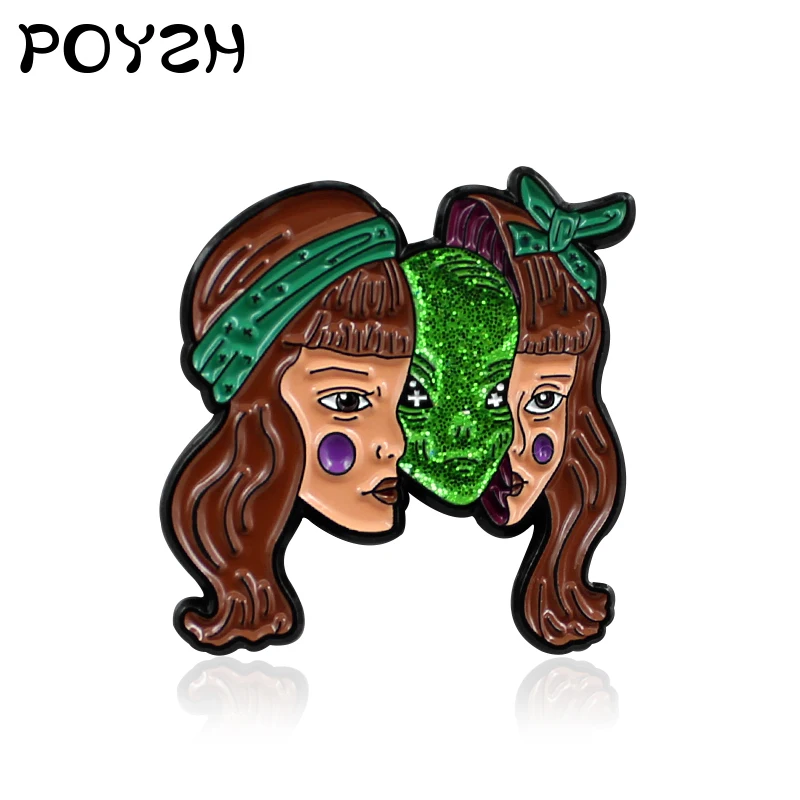 Эмалированная булавка для лацкана на Хэллоуин подарок детей длинные волосы