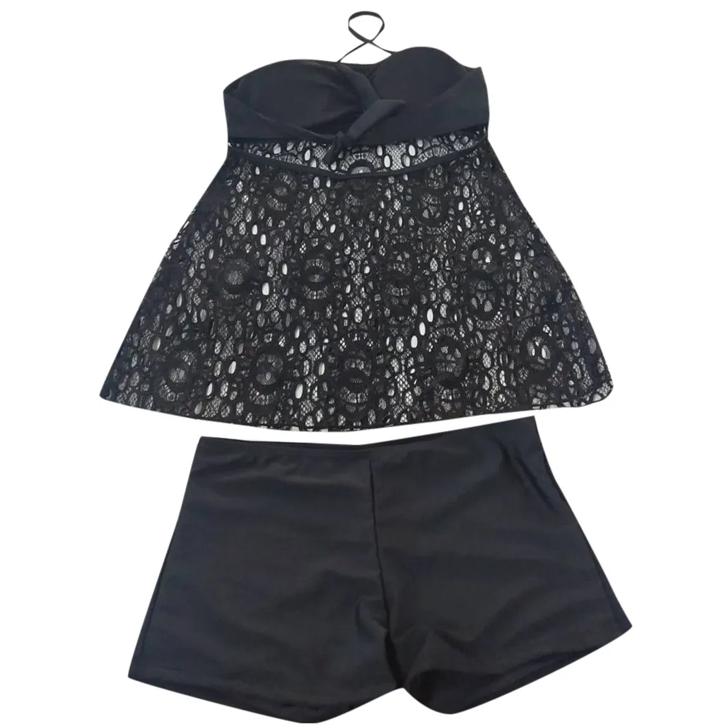 Купальник Танкини размера плюс из двух частей бандажный купальник с лямкой на