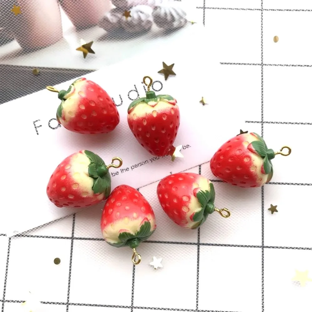 18*22 мм 10 шт. каваи Смола модные амулеты "Клубника" для украшения DIY ожерелье серьги брелок для изготовления ювелирных изделий