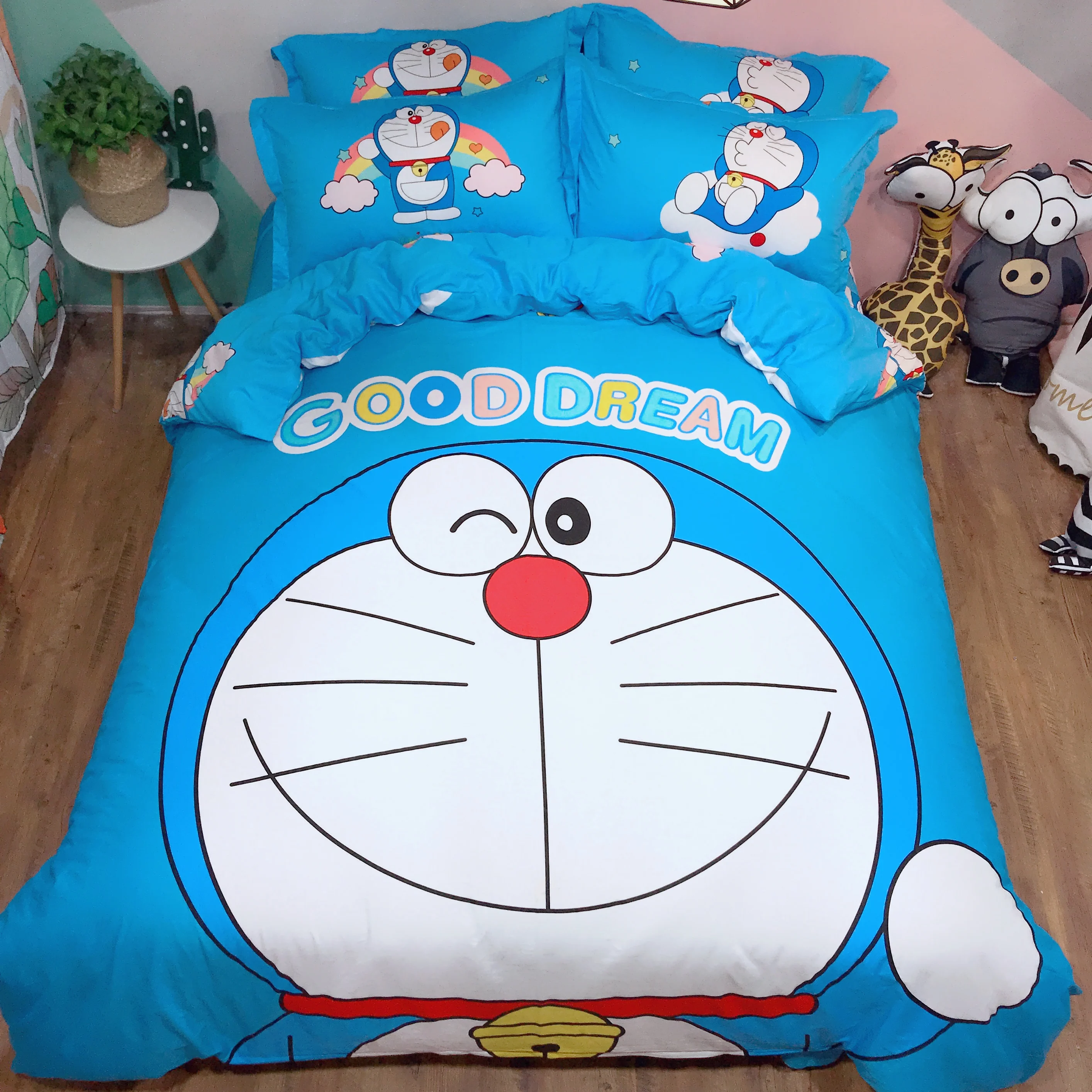 Комплект постельного белья с героями мультфильмов Doraemon детская спальня чистое