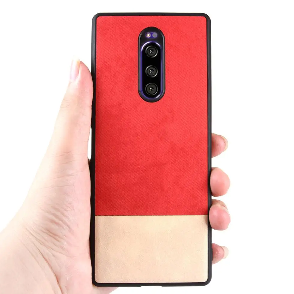 For Sony Xperia 1 Case Fashion Splice Double Color Slim Hybrid PC TPU PU Leather Phone Back Cover Soft Edge Hard Shell |