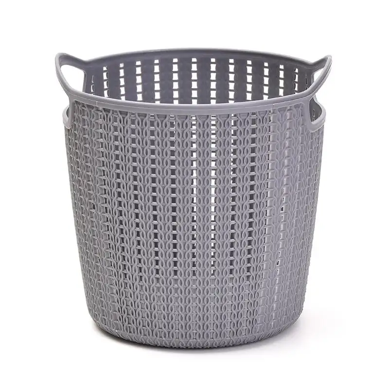 Dark Gray Круглая корзина для хранения с ручкой переносная ротанговая бумага ручка ведро для хранения мусора корзина для белья грязная одежда игрушки бочонок - Цвет: Dark Gray