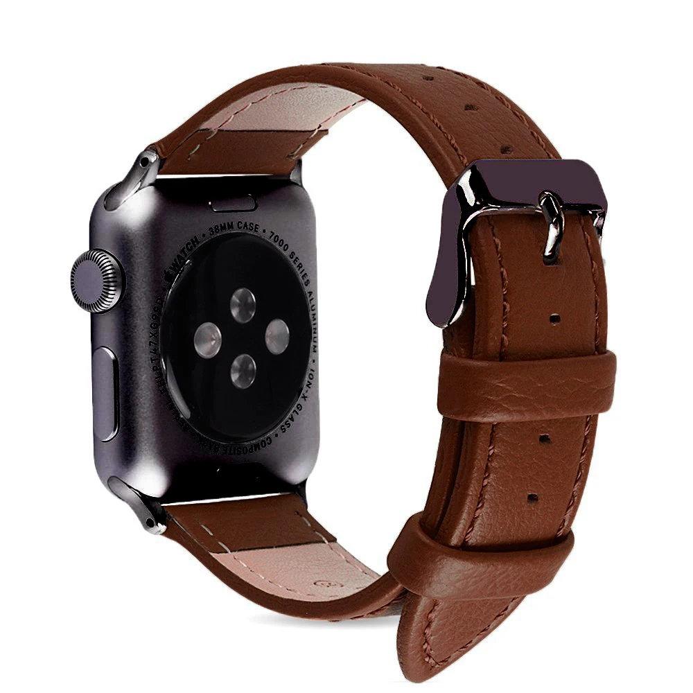 Черный розовый браслет из натуральной кожи ремешок для часов Apple Watch Band 42 мм 38