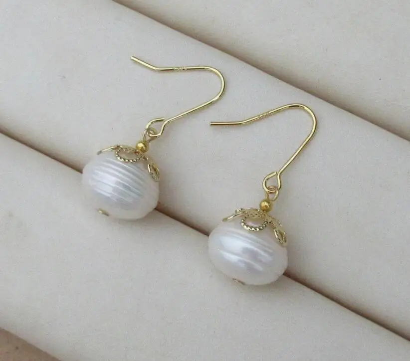 Серьги с белым жемчугом 14 k/20 золото ОГРОМНЫЙ AAA + 12-11 мм | Украшения и аксессуары
