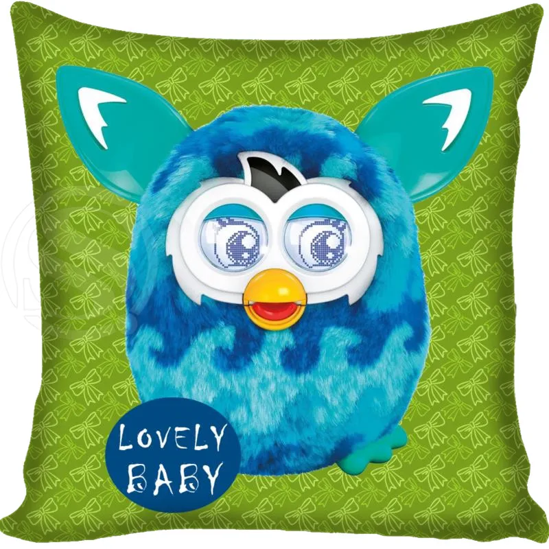 Синий Заказной чехол для подушки с рисунком из мультфильма Furby квадратный чехол для подушки на молнии с двух сторон 35x35 см 40x40 см 45x45 см 60x60 см под заказ Ваш образ - Цвет: Синий
