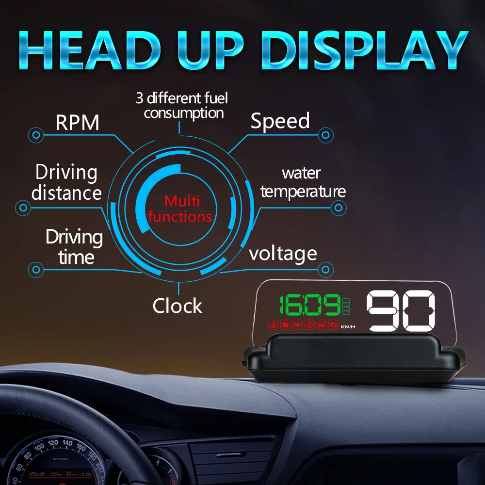 Ancel C500 автомобильный HUD Дисплей OBD2 расход топлива превышение скорости